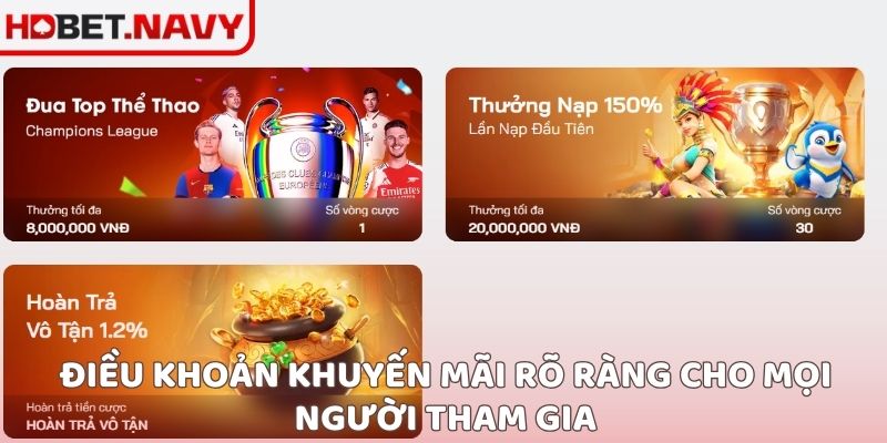 Điều khoản khuyến mãi rõ ràng cho mọi người tham gia