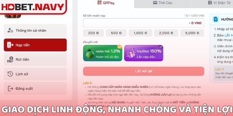 Giao dịch linh động, nhanh chóng và tiện lợi