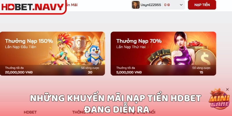 Những khuyến mãi nạp tiền HDBET đang diễn ra